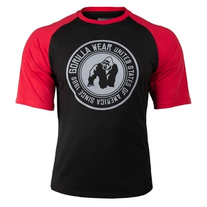 Sjekke Texas T-Shirt, black/red, Gorilla Wear hos SportGymButikken.no