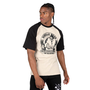 Logan Oversized T-Shirt, beige/black, Gorilla Wear i gruppen Klr / Herre / Overdeler / T-skjortes hos Sportgymbutikken.no (GW-90568-120r)