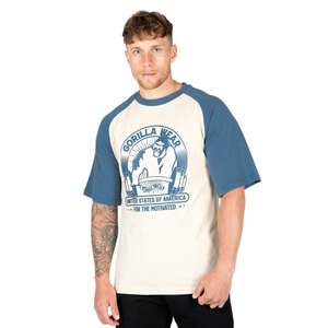 Logan Oversized T-Shirt, beige/blue, Gorilla Wear i gruppen Klær / Herre / Overdeler / T-skjortes hos Sportgymbutikken.no (GW-90568-123r)