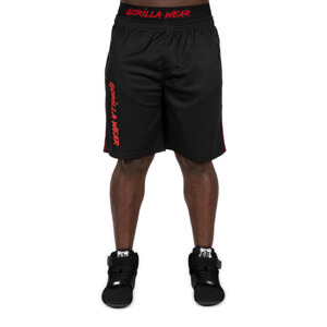 Sjekke Mercury Mesh Shorts, black/red, Gorilla Wear hos SportGymButikken.no