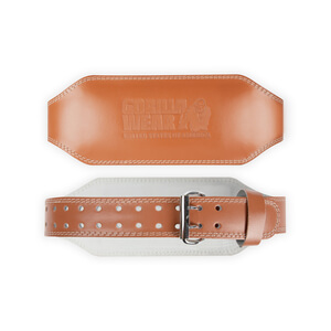 Sjekke 6 Inch Padded Leather Belt, brown, Gorilla Wear hos SportGymButikken.no