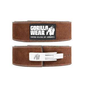 Sjekke 4 Inch Powerlifting Lever Belt, brown, Gorilla Wear hos SportGymButikken.