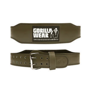 Sjekke 4 Inch Padded Leather Belt, army green, Gorilla Wear hos SportGymButikken
