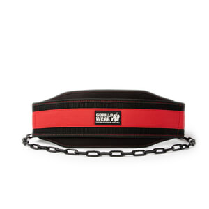 Sjekke GW Nylon Dip Belt, black/red, Gorilla Wear hos SportGymButikken.no