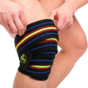 Sjekke Knee Wraps, black/blue-red-yellow, C.P. Sports hos SportGymButikken.no