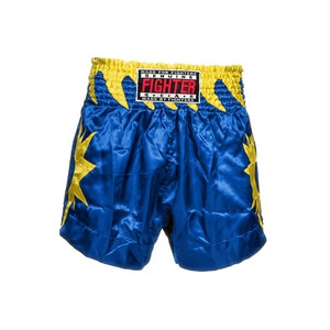 Sjekke Thai Shorts, blue/yellow, Fighter hos SportGymButikken.no