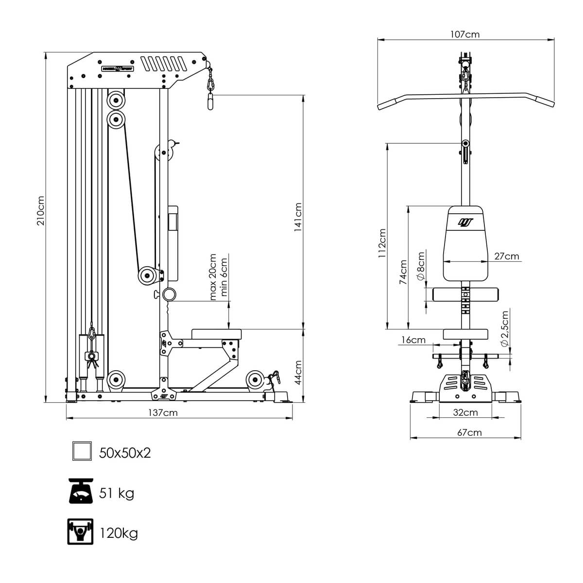 Marbo Sport Lat Pulldown / Low Row MS-W101 2.0, bilde 4 av 4