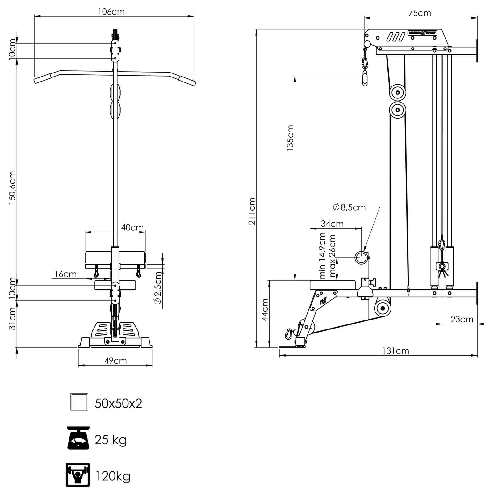 Marbo Sport Veggmontert Lat Pulldown MS-W104, bilde 4 av 4