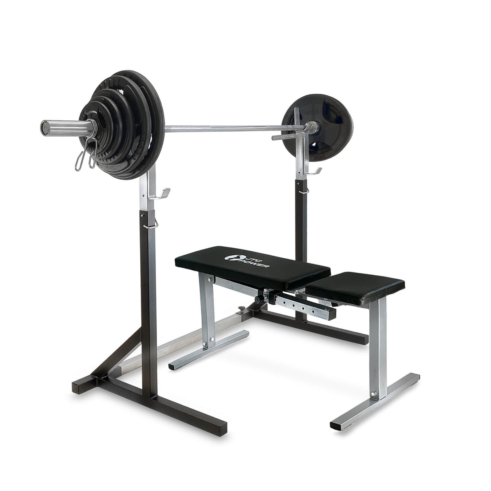 Benk, Stativ & Tri-Grip Vektstangsett 87.5 kg, JTC Power