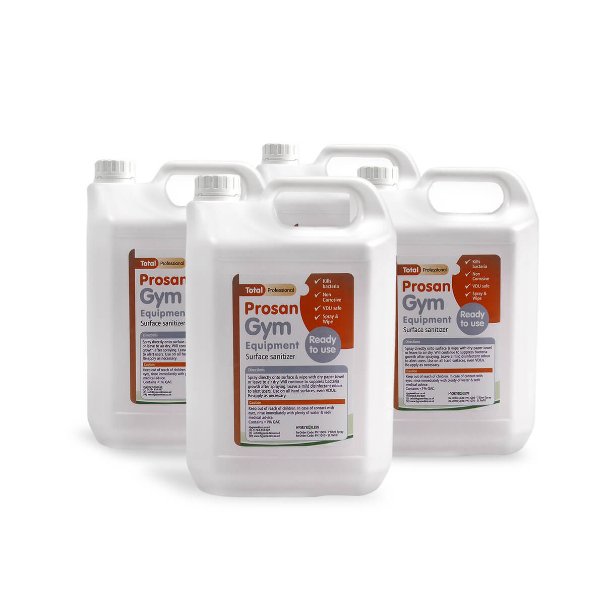 Rengjøringspakke for gym, 4 x 5 liters refill, Prosan Gym