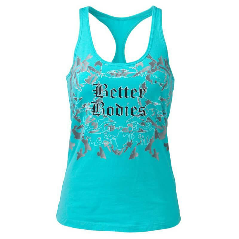 Sjekke Printed T-back, aqua blue, Better Bodies hos SportGymButikken.no