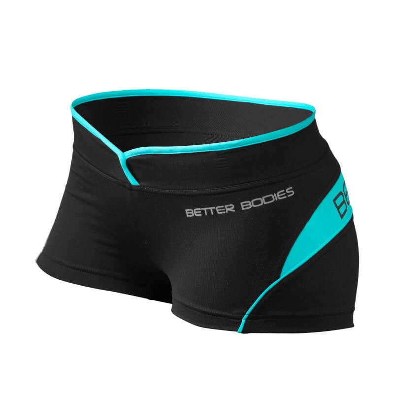 Sjekke Shaped Hotpant, black/aqua, Better Bodies hos SportGymButikken.no