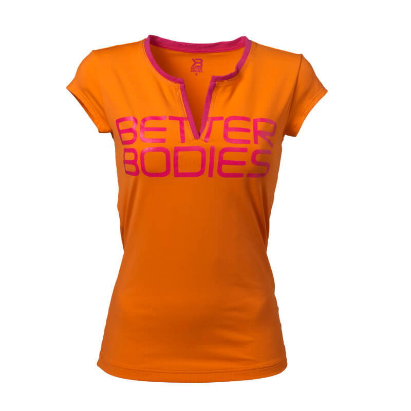 Sjekke Fitness V-Tee, bright orange, Better Bodies hos SportGymButikken.no
