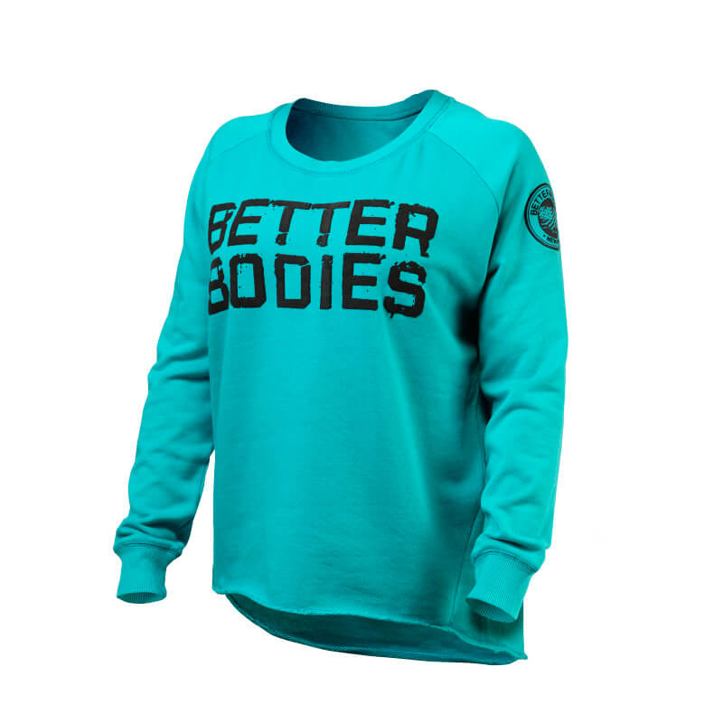 Sjekke Wideneck Sweatshirt, aqua blue, Better Bodies hos SportGymButikken.no