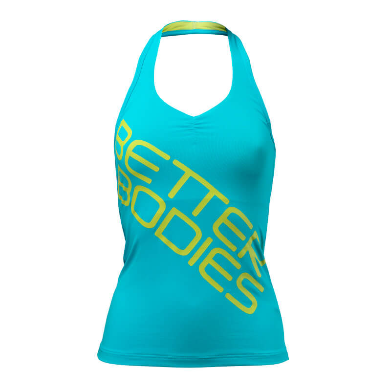 Sjekke Halterneck Tank Top, aqua blue, Better Bodies hos SportGymButikken.no