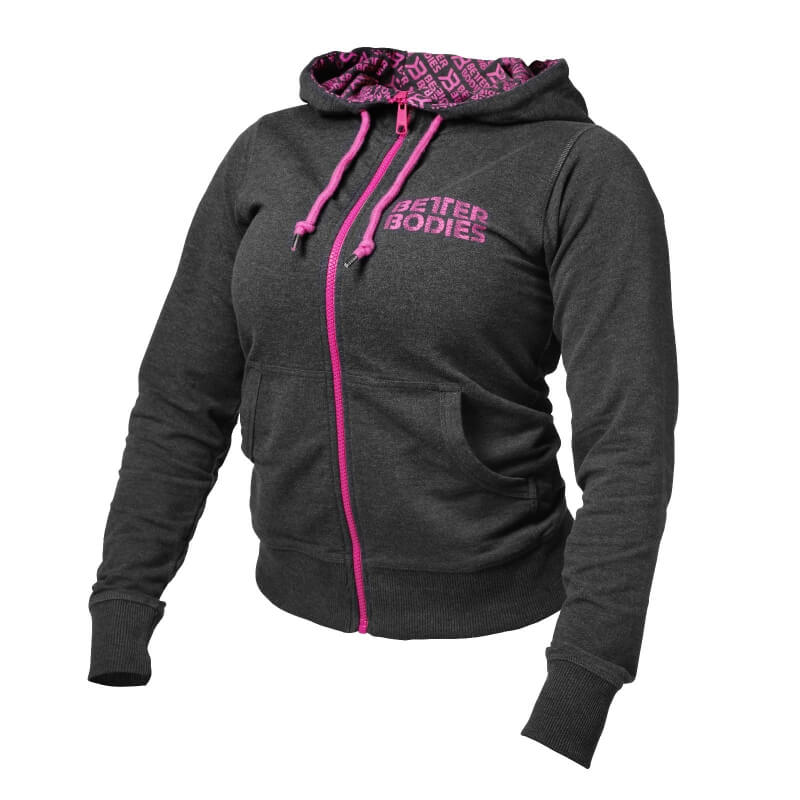 Sjekke Soft Logo Hoodie, antracite melange/pink, Better Bodies hos SportGymButik