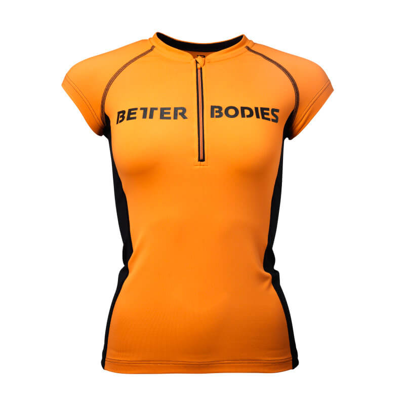 Sjekke Zipped Tee, orange/black, Better Bodies hos SportGymButikken.no