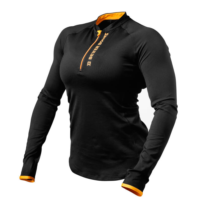 Zipped Long Sleeve, black/orange, Better Bodies