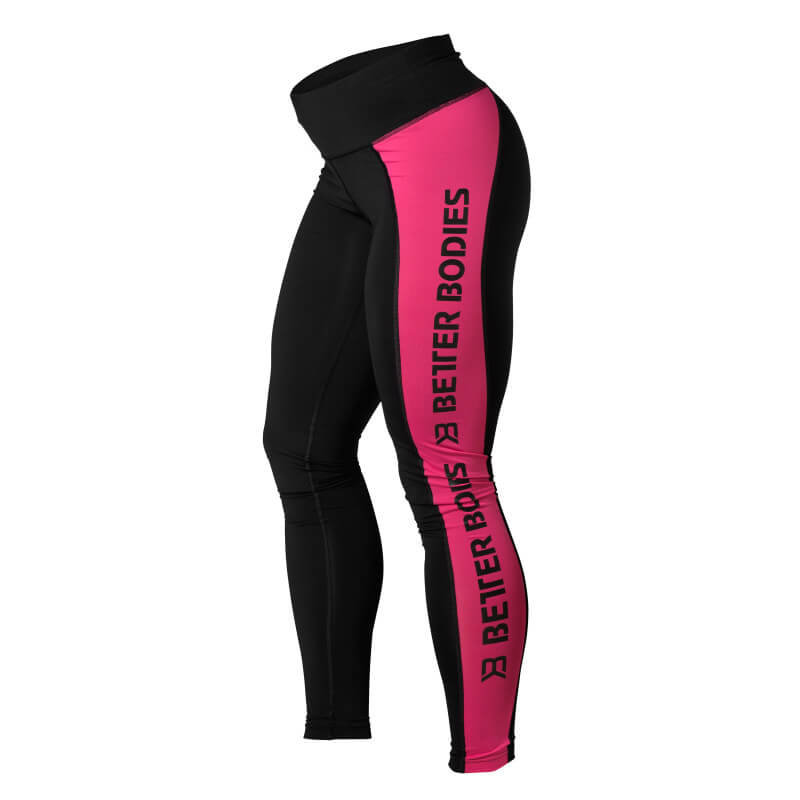 Sjekke Side Panel Tights, black/pink, Better Bodies hos SportGymButikken.no