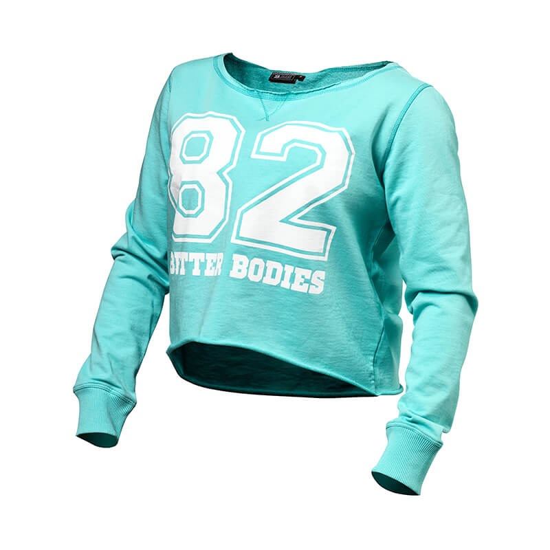 Sjekke Cropped Sweater, light aqua, Better Bodies hos SportGymButikken.no