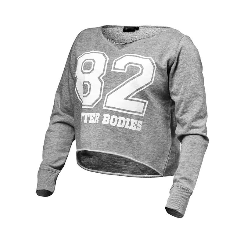 Sjekke Cropped Sweater, grey melange, Better Bodies hos SportGymButikken.no