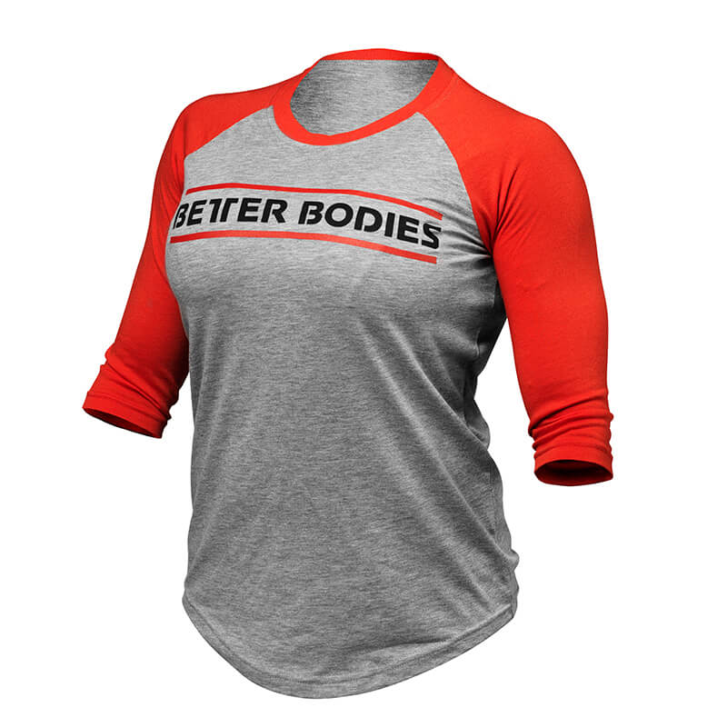 Women's Baseball Tee, grey melange/red, Better Bodies