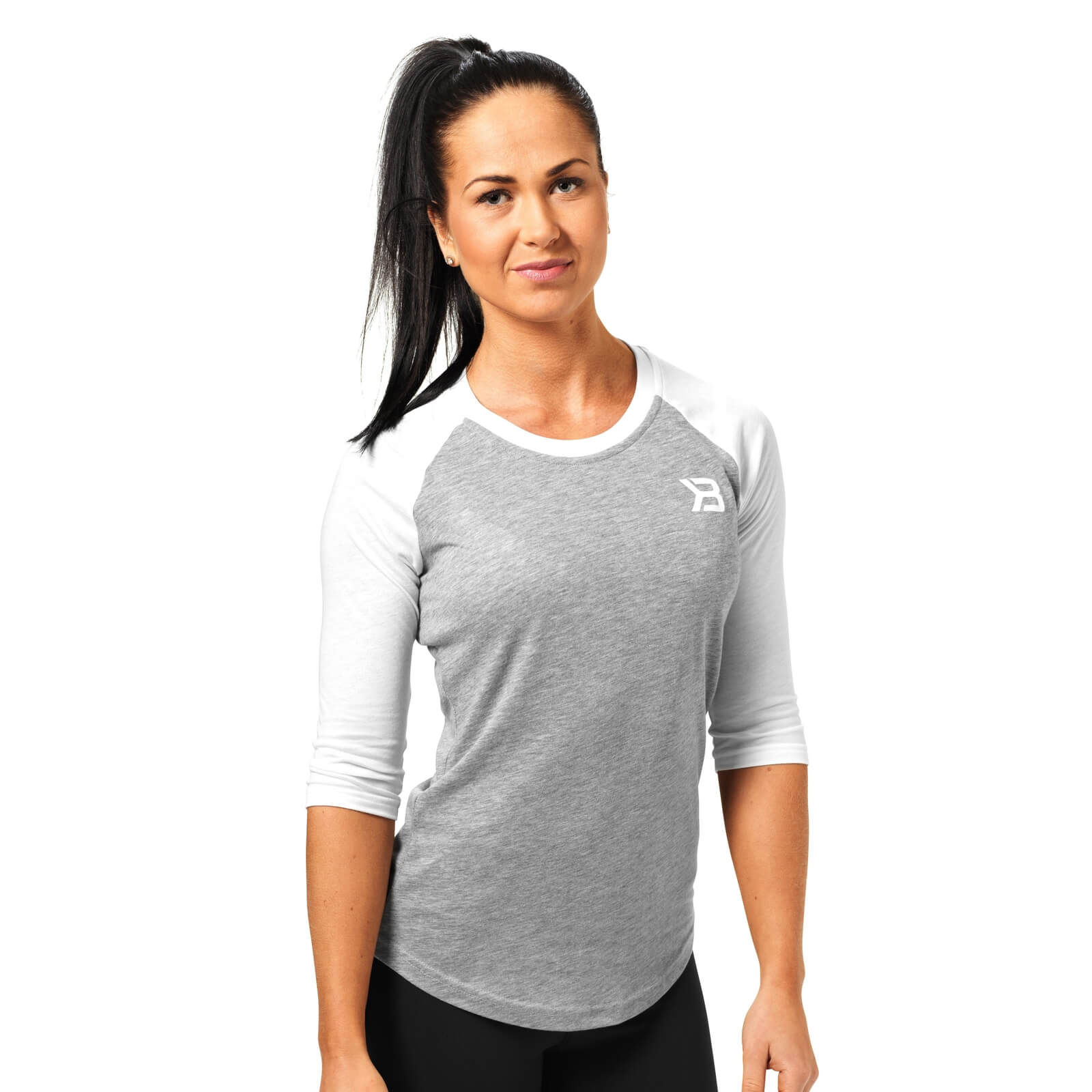 Sjekke Womens Baseball Tee, grey melange, Better Bodies hos SportGymButikken.no