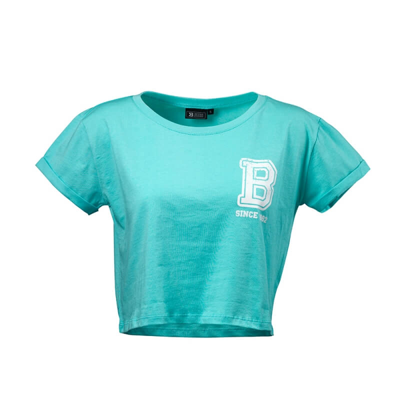 Sjekke Cropped Tee, light aqua, Better Bodies hos SportGymButikken.no