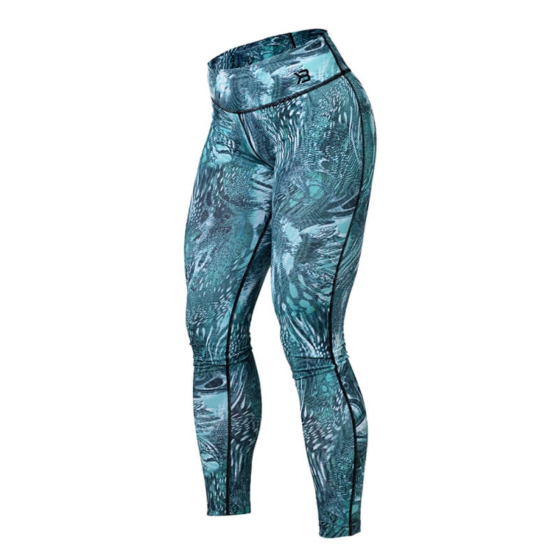 Sjekke Printed Tights, turquoise, Better Bodies hos SportGymButikken.no