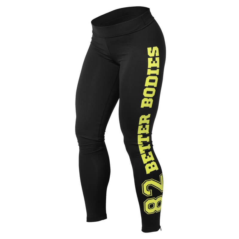 Sjekke Varsity Tights, black/lime, Better Bodies hos SportGymButikken.no