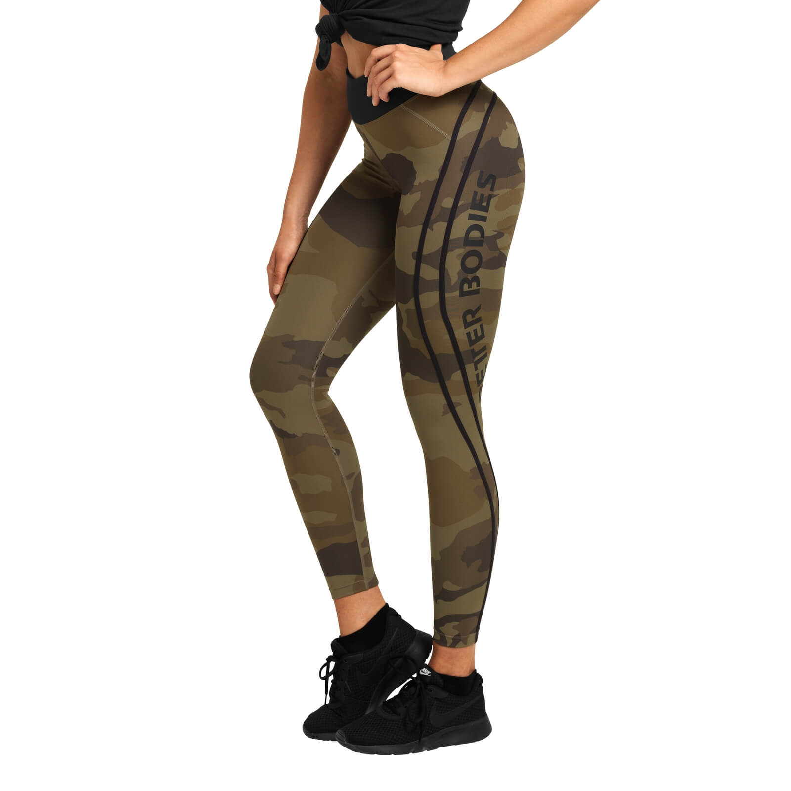 Sjekke Camo High Tights, dark green camo, Better Bodies hos SportGymButikken.no