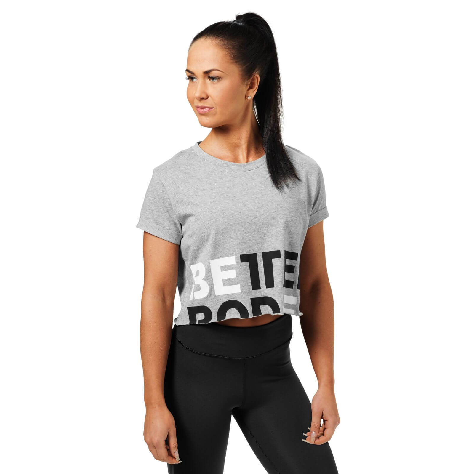 Sjekke Astoria Cropped Tee, grey melange, Better Bodies hos SportGymButikken.no