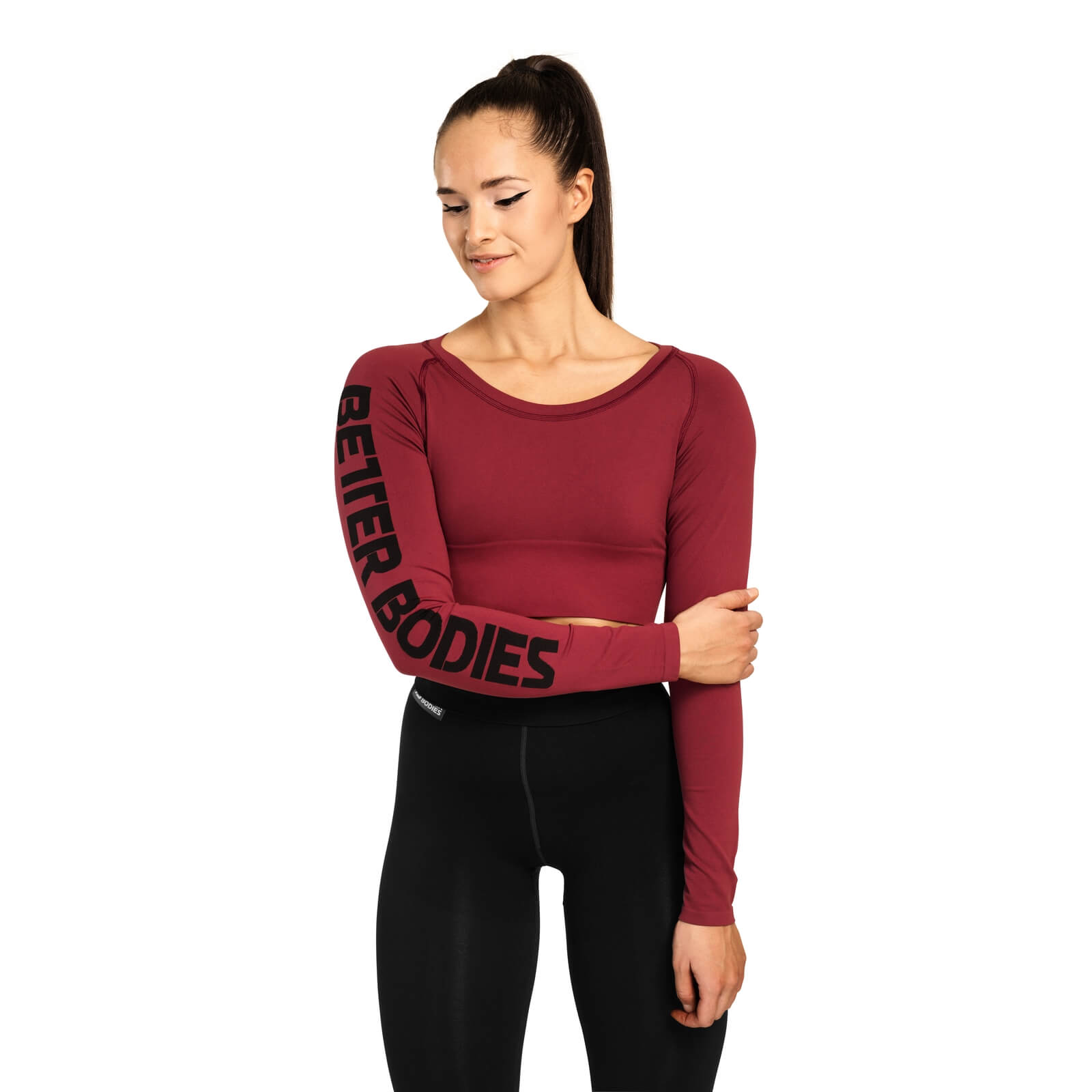 Sjekke Bowery Cropped Ls, sangria red, Better Bodies hos SportGymButikken.no