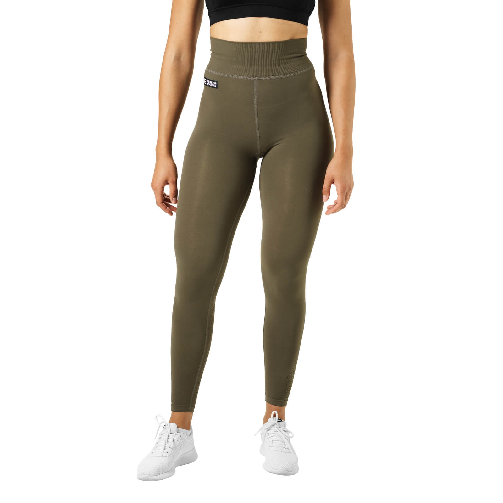 Sjekke Bowery High Tights, khaki green, Better Bodies hos SportGymButikken.no