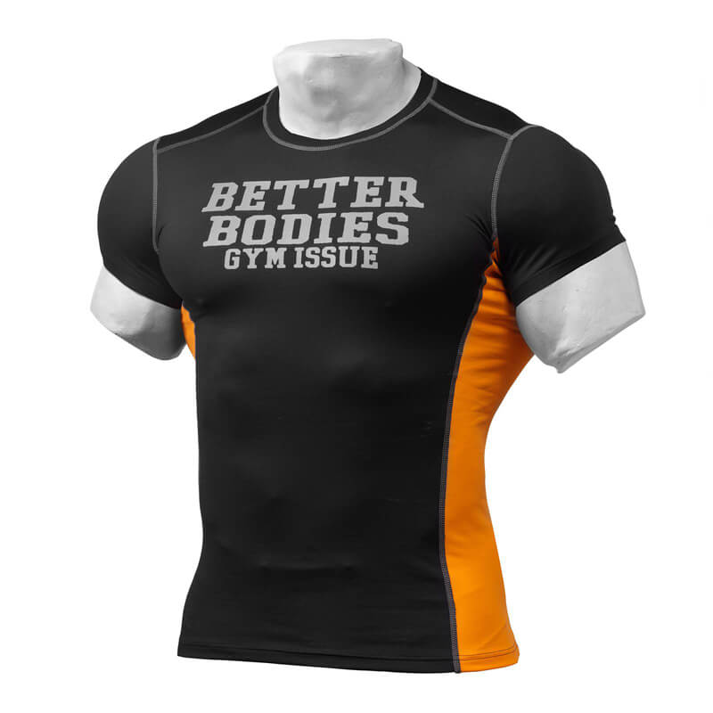 Sjekke Tight Fit Tee, black/orange, Better Bodies hos SportGymButikken.no