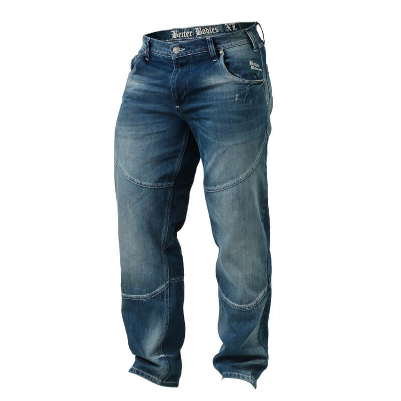 Sjekke Straight Fit Denim, washed blue, Better Bodies hos SportGymButikken.no