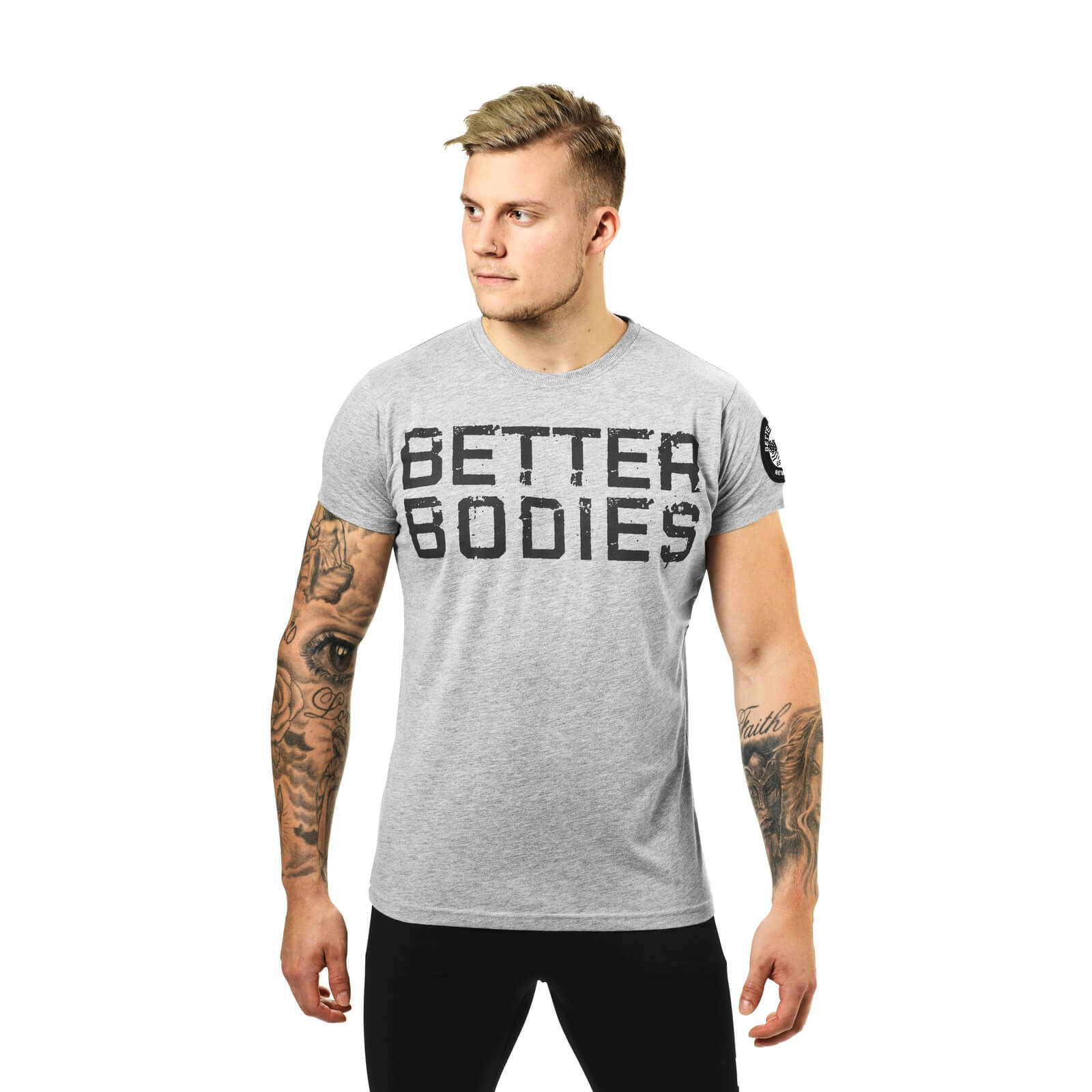 Sjekke Basic Logo Tee, grey melange, Better Bodies hos SportGymButikken.no