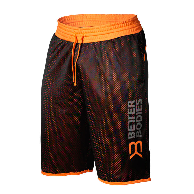 Sjekke BB Print Mesh Shorts, black/orange, Better Bodies hos SportGymButikken.no