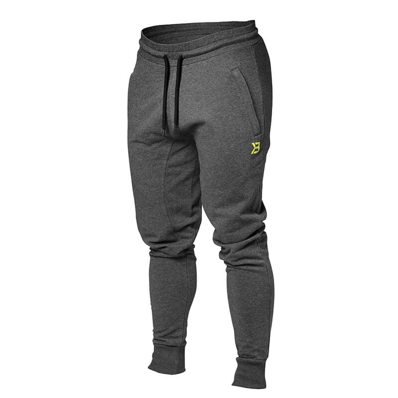 Sjekke Tapered Joggers, antractite melange, Better Bodies hos SportGymButikken.n