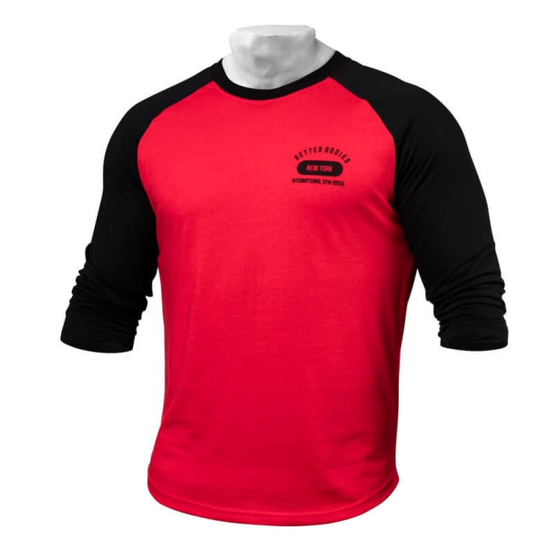 Sjekke Men's Baseball Tee, bright red, Better Bodies hos SportGymButikken.no