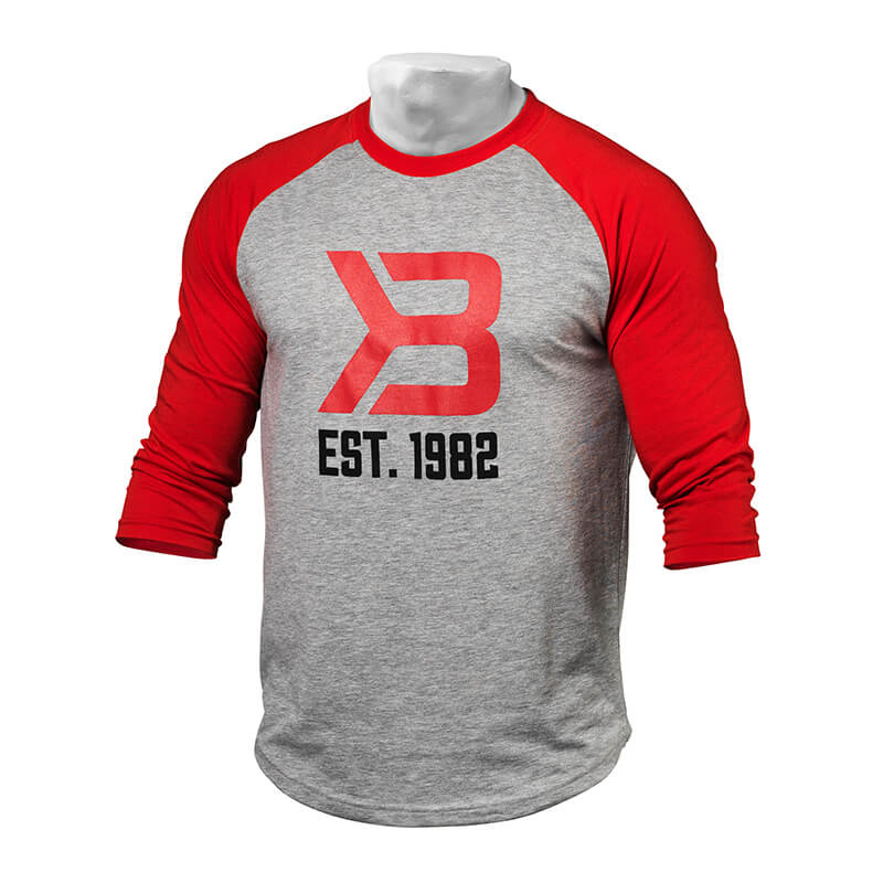 Sjekke Men's Baseball Tee, red/grey melange, Better Bodies hos SportGymButikken.