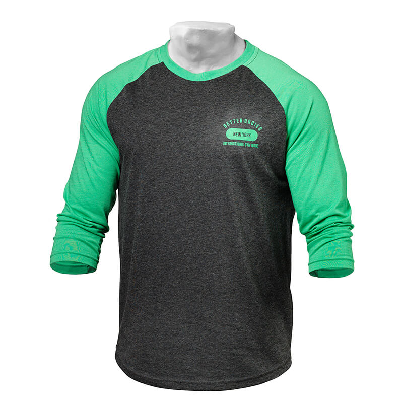 Men's Baseball Tee, green/antracite melange, Better Bodies