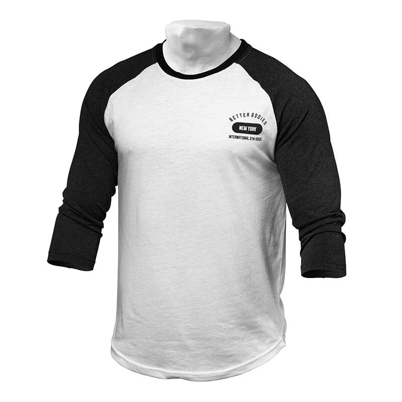 Sjekke Men's Baseball Tee, antracite melange/white, Better Bodies hos SportGymBu