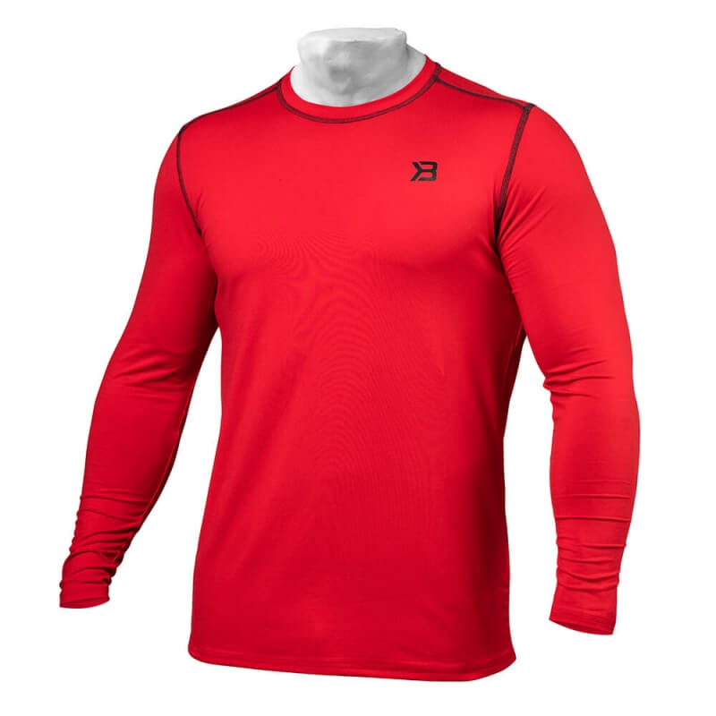 Sjekke Performance Long Sleeve, bright red, Better Bodies hos SportGymButikken.n