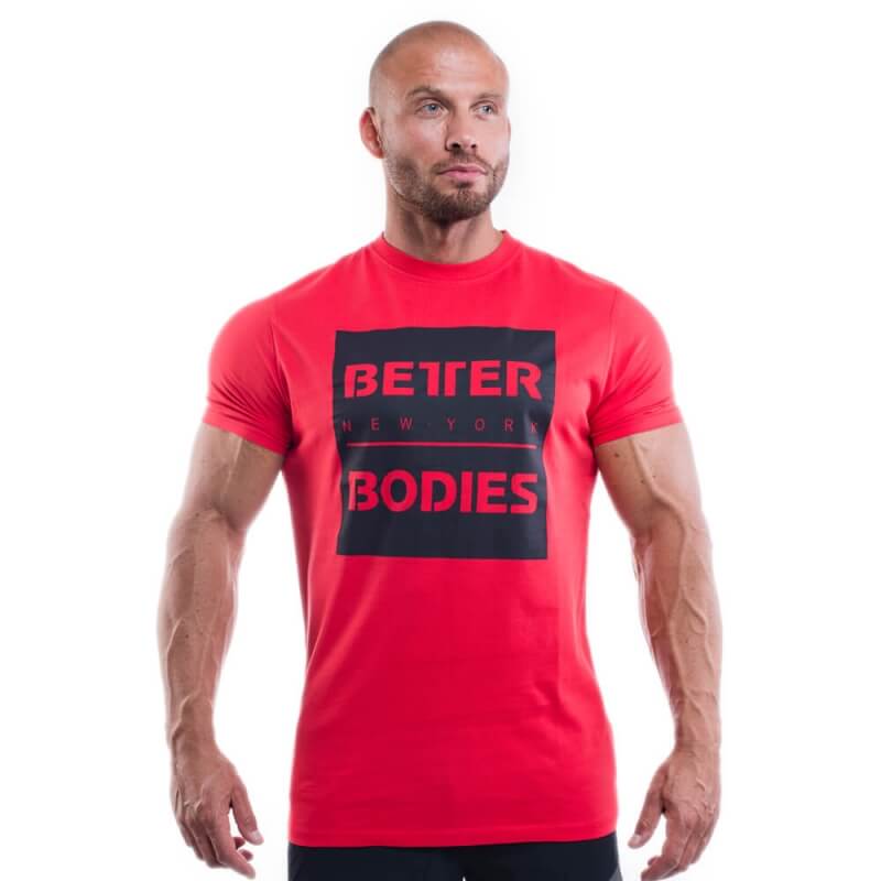 Sjekke Casual Tee, bright red, Better Bodies hos SportGymButikken.no