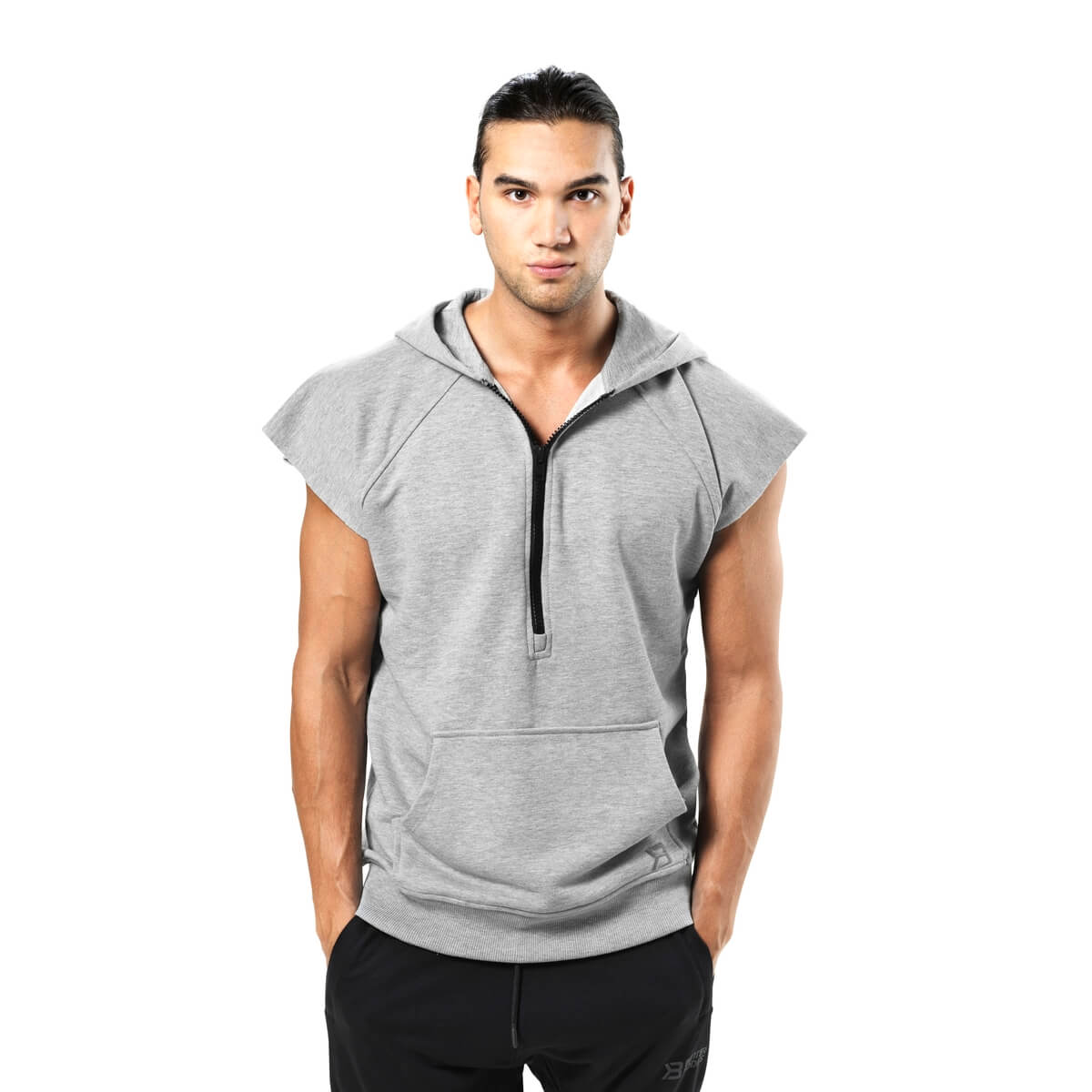 Sjekke Harlem S/L Hood, grey melange, Better Bodies hos SportGymButikken.no