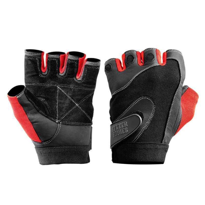 Sjekke Pro Lifting Gloves, black/red, Better Bodies hos SportGymButikken.no