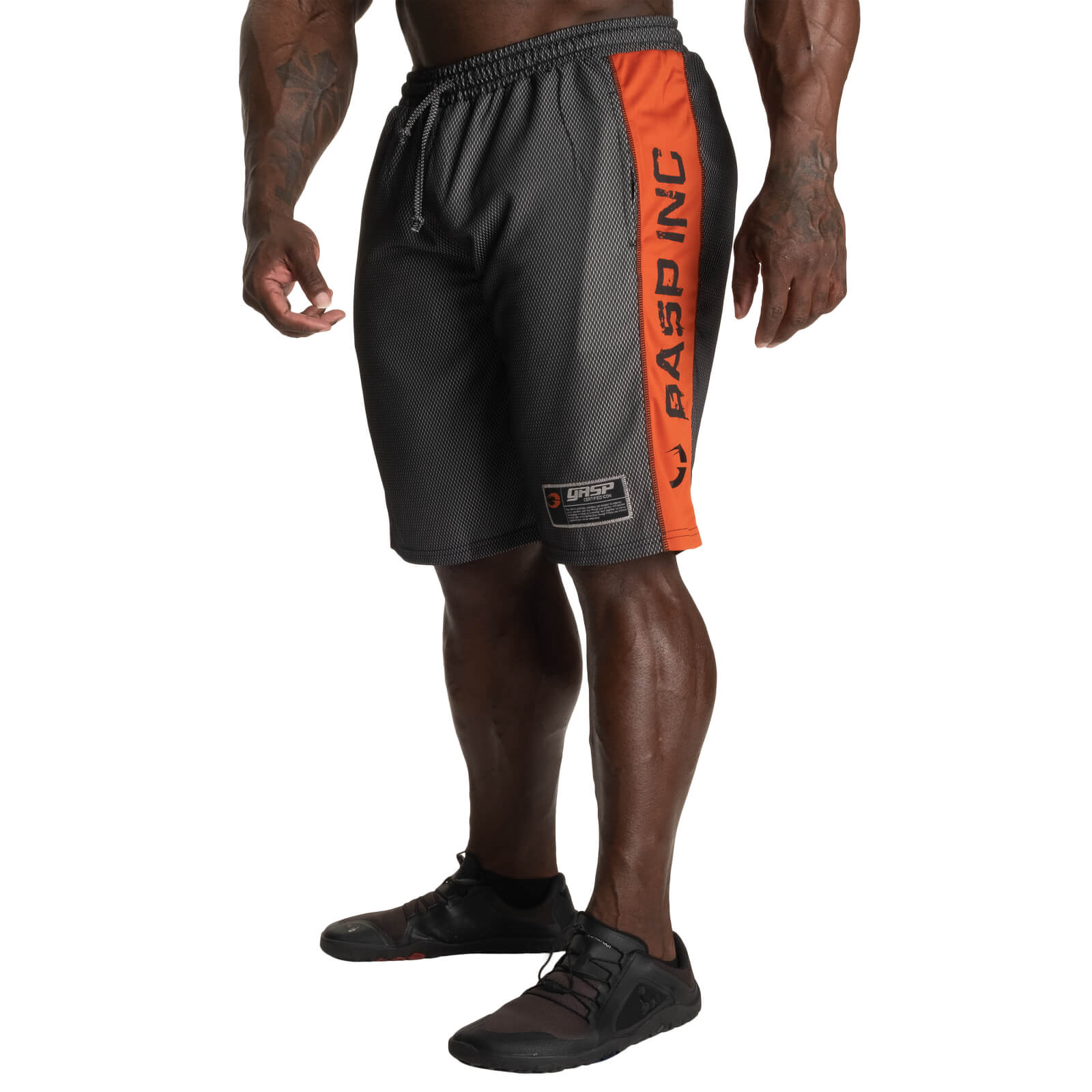 Sjekke NO1 Mesh Shorts, black/flame, GASP hos SportGymButikken.no