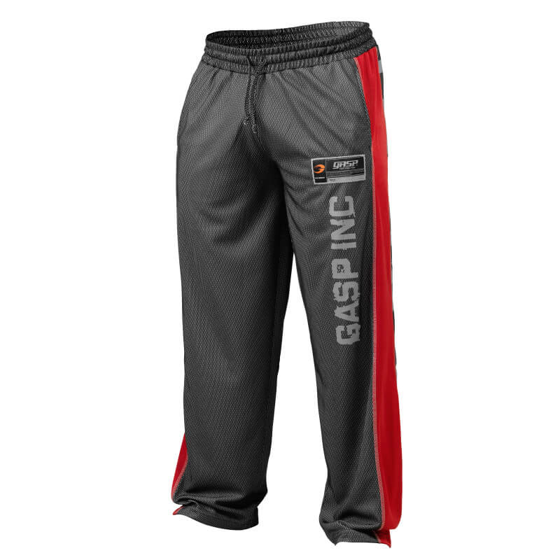 Sjekke No1 Mesh Pant, black/red, GASP hos SportGymButikken.no