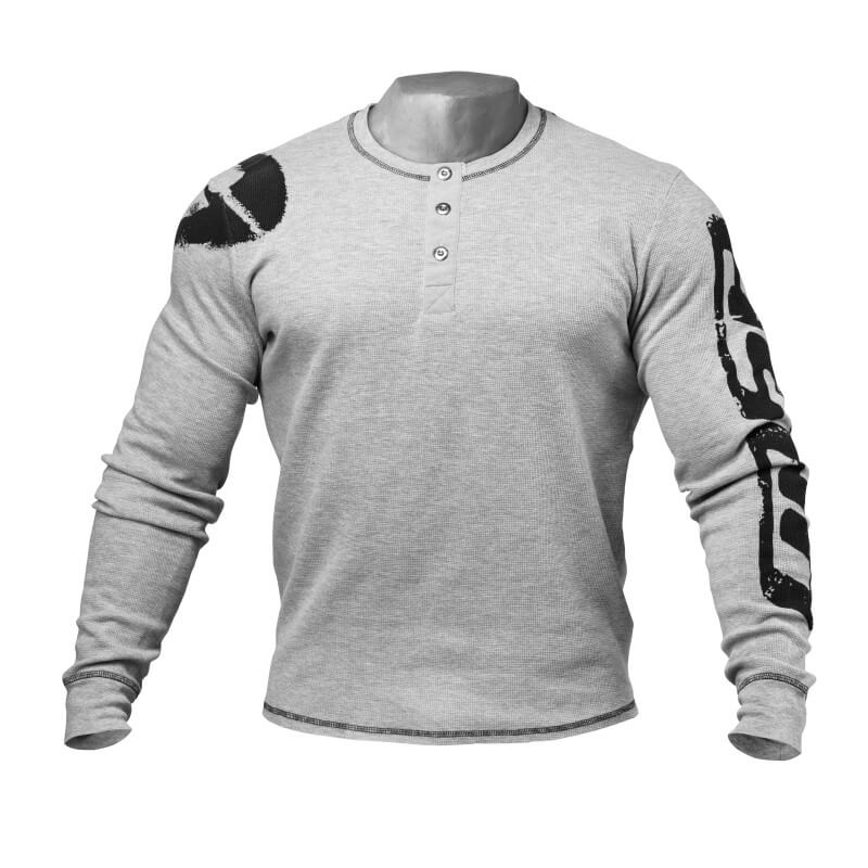 Sjekke Thermal Henley, grey melange, GASP hos SportGymButikken.no